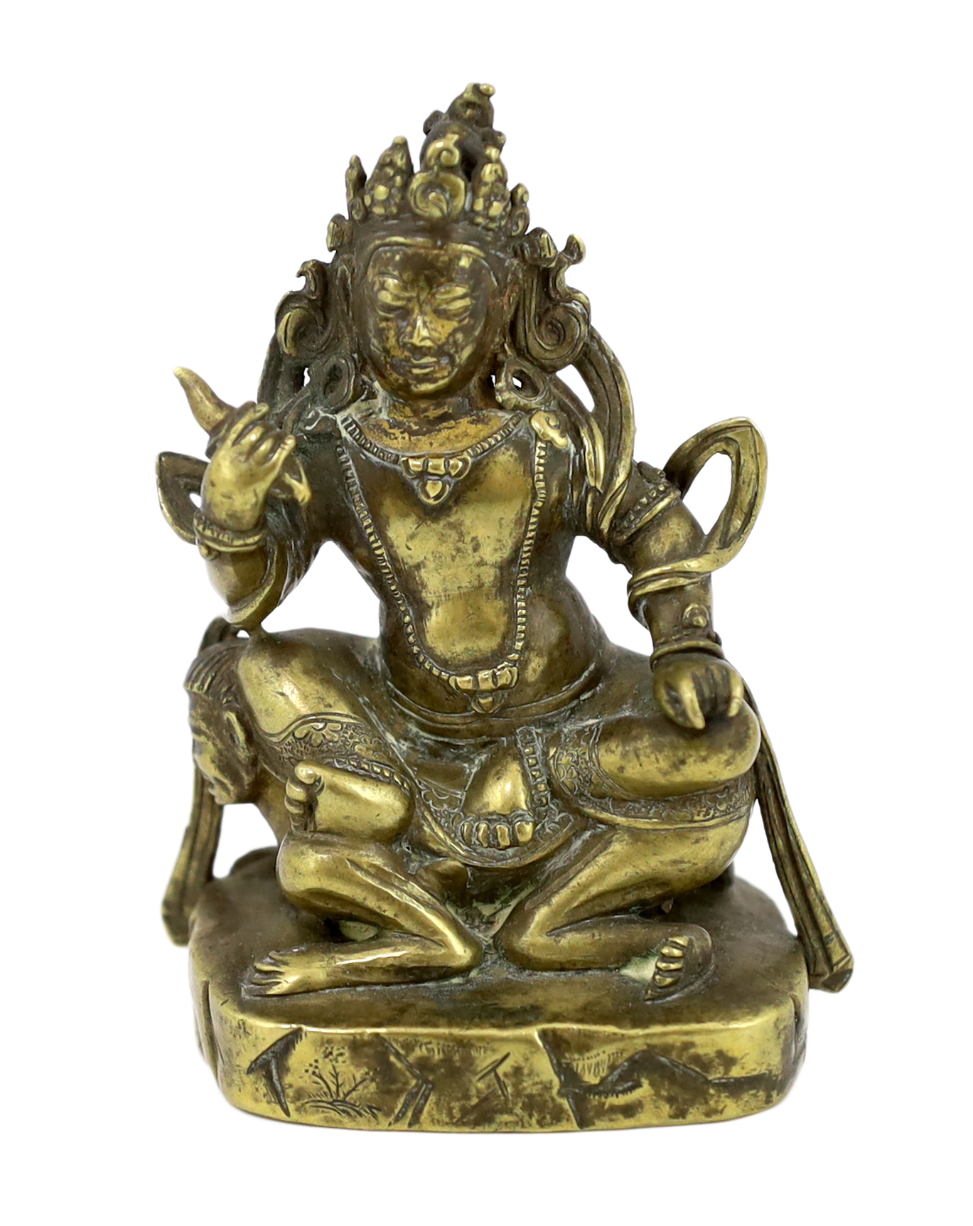 A Tibetan gilt bronze figure of a deity, 17th century